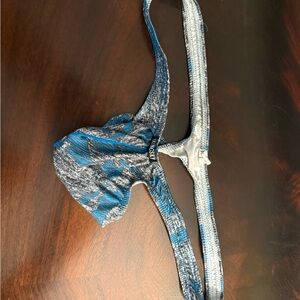 Men's Blue Patterned Thong